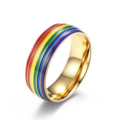 Rainbow Pride Ring LGBT Stainless Steel Friendship Jewelry