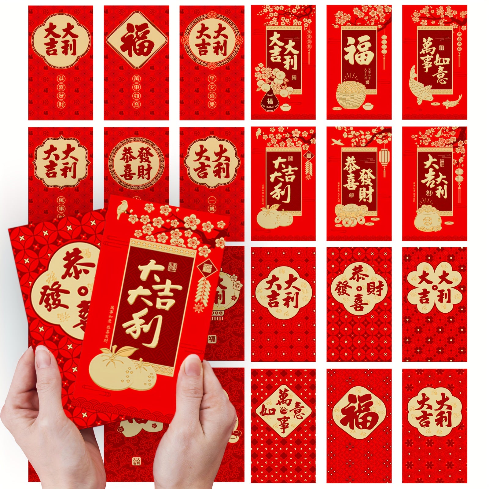 6pcs Red Envelopes 3D Embossed Lucky Money Pockets Wedding Supplies