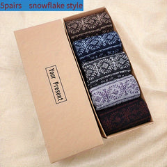 5 Pairs Winter Thickened Warm Business Socks in Gift Boxed Packaging