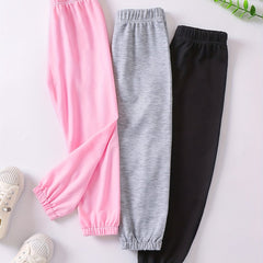 3 Girls Solid Jogger Sports Pants Comfortable Active Sweatpants