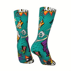 1pair Men's Retro Unisex Mid Calf Sock Halloween Gift