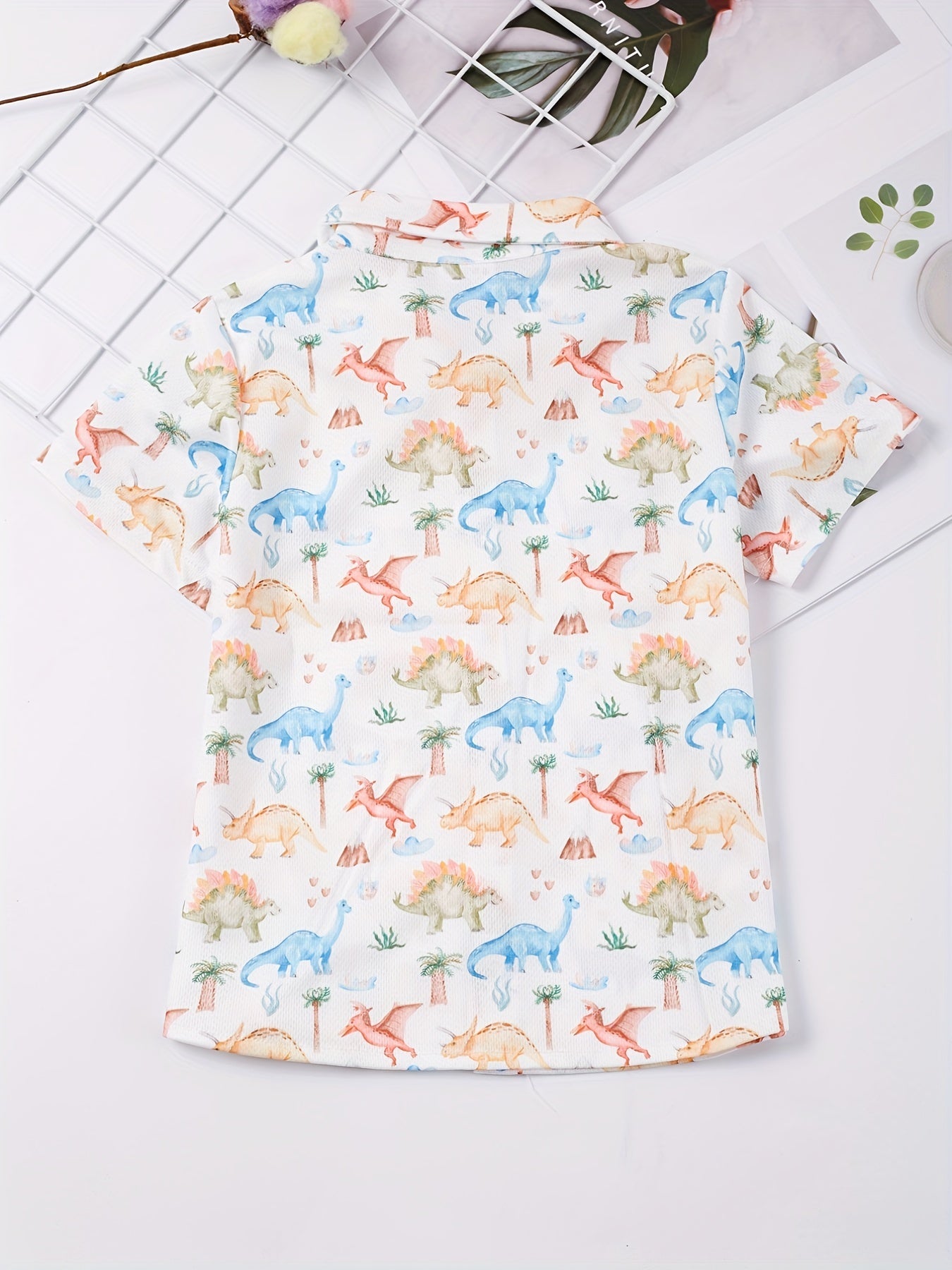 Boys Casual Vneck Short Sleeve Button Up Shirts for Summer