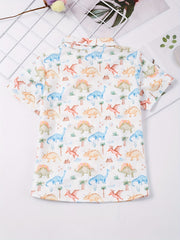Boys Casual Vneck Short Sleeve Button Up Shirts for Summer