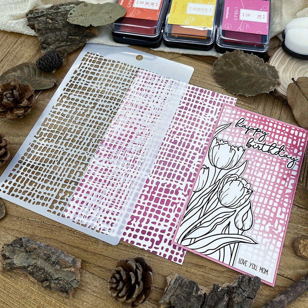 Irregular Grid Background Stencils for DIY Art Painting 20x12cm