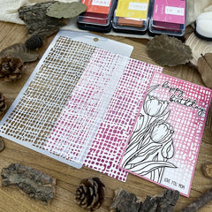 Irregular Grid Background Stencils for DIY Art Painting 20x12cm