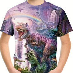 Boy's 3D Dinosaur Print T shirt Casual Breathable Tee Kid's Clothing