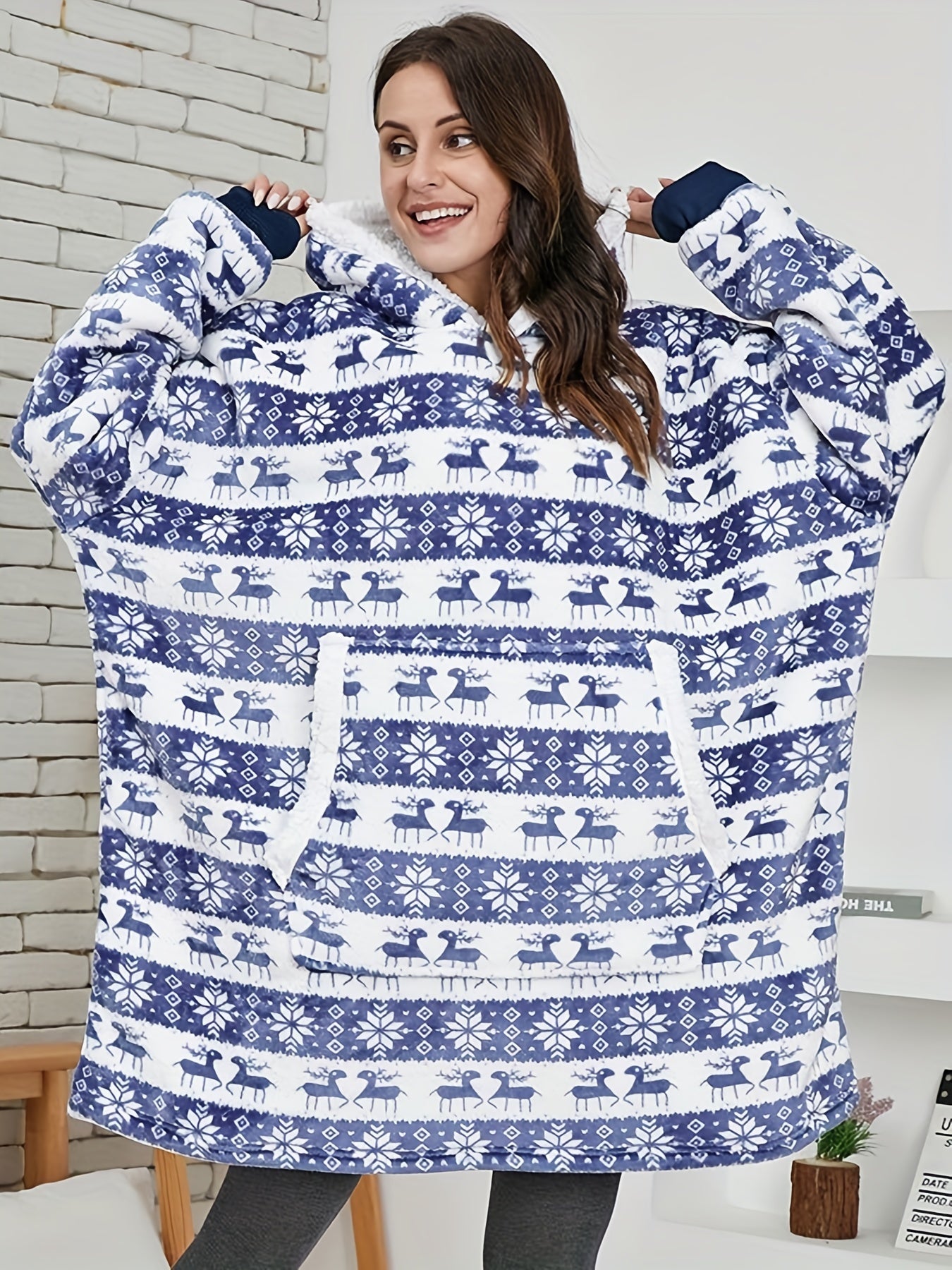 Women's Plus Size Christmas Nightgown Elk Snowflake Flanne...