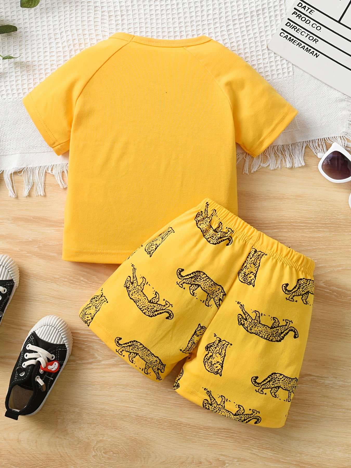 Boys Leopard Casual Outfit T shirt & Shorts Set Summer Kids Clothes