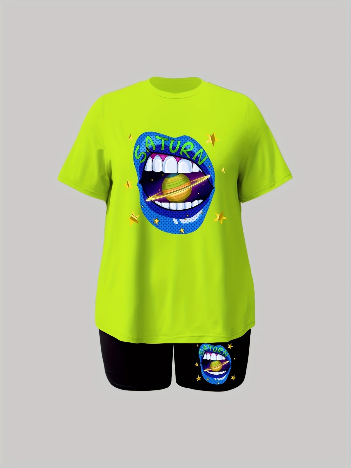 Lip & Planet Print Tee & Shorts Set