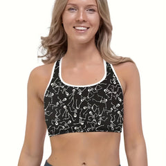Halloween Skull Print Racer Back Sports Bra