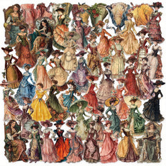 50pcs Vintage Medieval Court Dress Stickers for DIY Craft