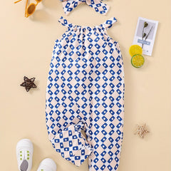 Toddler Baby Girls Geo Graphic Halter Jumpsuit