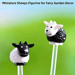 2 Mini Sheep Statue for Fairy Garden Decor