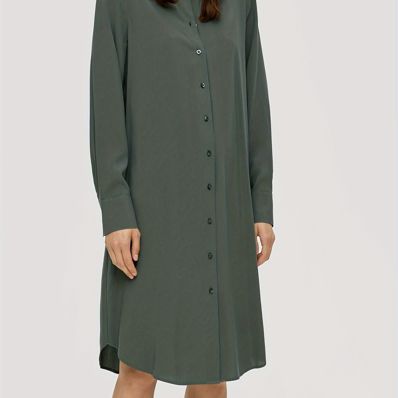 Button Up Long Sleeve Shirt Dress