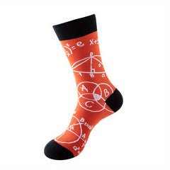 Men's Geometric Pattern Cotton Socks for Outdoor Travel