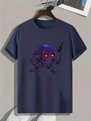 Robotic Skull Print Men's Graphic T shirt Casual Comfy Tees For Summer