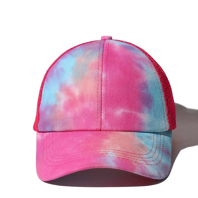 Tie Dye Gradient Print Trucker Hat Mesh Sunshade Dad Hats For Women