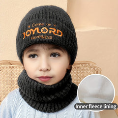 2pcs Autumn Winter Thickened Hat Neck Gaiter Warm Knitted Hat Scarf Set
