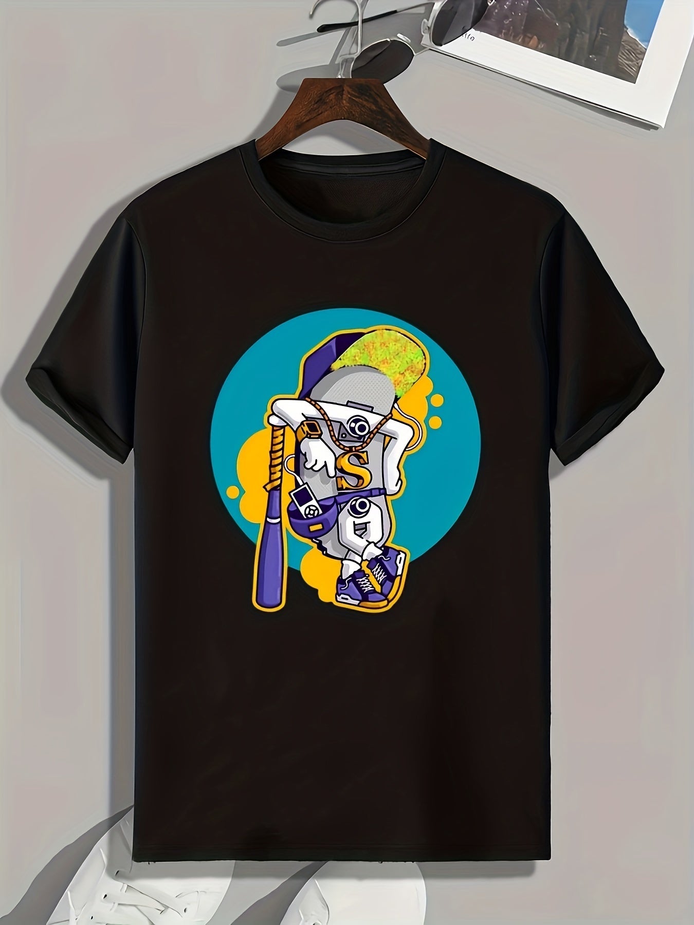 Skateboard Painting Print Men's Graphic Tee for Summer