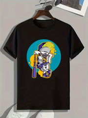 Skateboard Painting Print Men's Graphic Tee for Summer