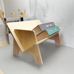 Tilted Wood Bookcase Desktop Storage for Home Office & Living Room