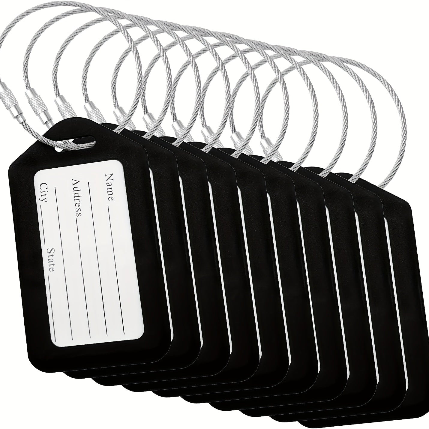 10 Green Luggage Tags with Keychain Attachment