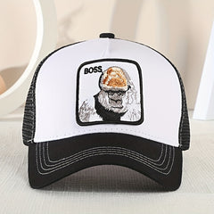 Orangutan Embroidered Baseball Cap Men's Mesh Peaked Cap