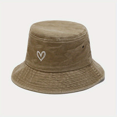 Sunshade Bucket Hat Love Pattern Embroidered Sun Hat