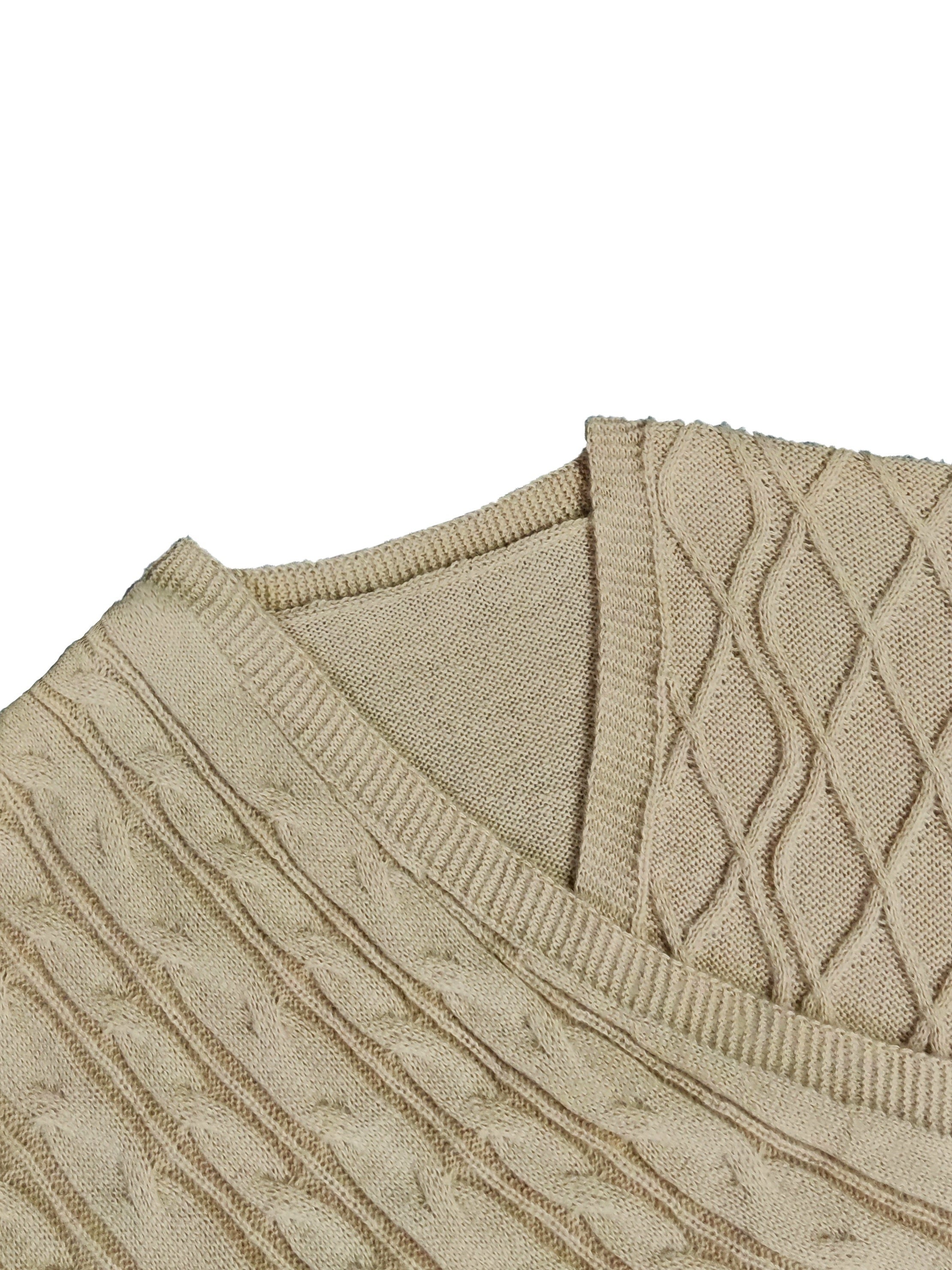 Cable Knit Wrap Cross V Neck Jumper