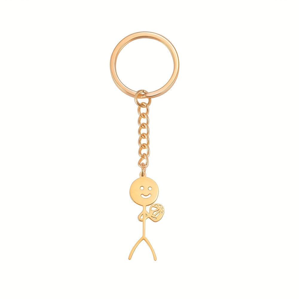 Stickman Keychain Stainless Steel Jewelry Gift