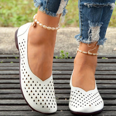 Women's Hollow Out Flat Shoes Slip On Casual Breathable Walking Flats