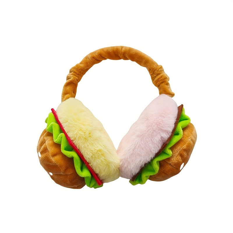 Hamburger Plush Earmuffs for Women Soft Faux Fur Ear Warmers