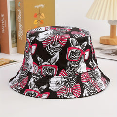 Unisex Versatile Sunshade Bucket Hat With Print Double sided Sun Hat