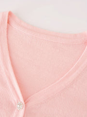 Girls' Thin Knit Cardigan Long Sleeve V Neck Sweater