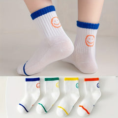 4 Pairs Kids Thin Mesh Breathable Crew Socks for Summer