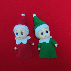 Christmas Elf Dollhouse Bookshelf Hair Photography Props Red and Green Set of 2