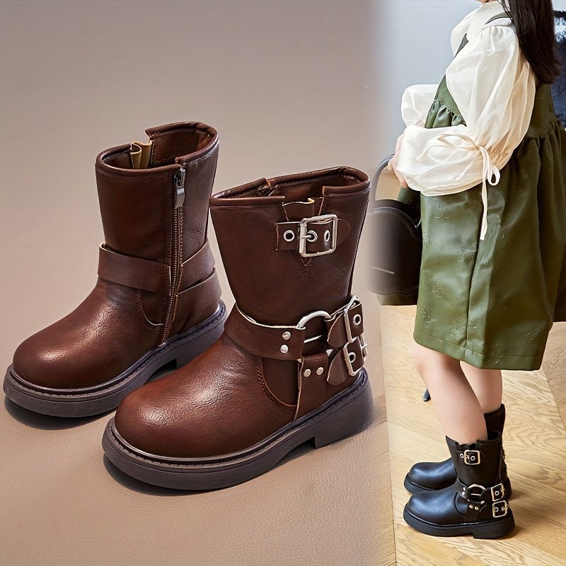Vintage Casual Zipper Boots For Girls