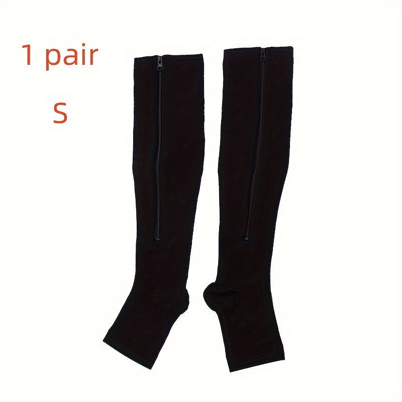 Zipper Compression Socks Open Toe for Men Women Calf Stockings Nurses