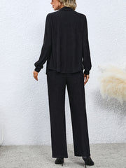 Solid Textured Two piece Set Button Front Shirt & Pants
