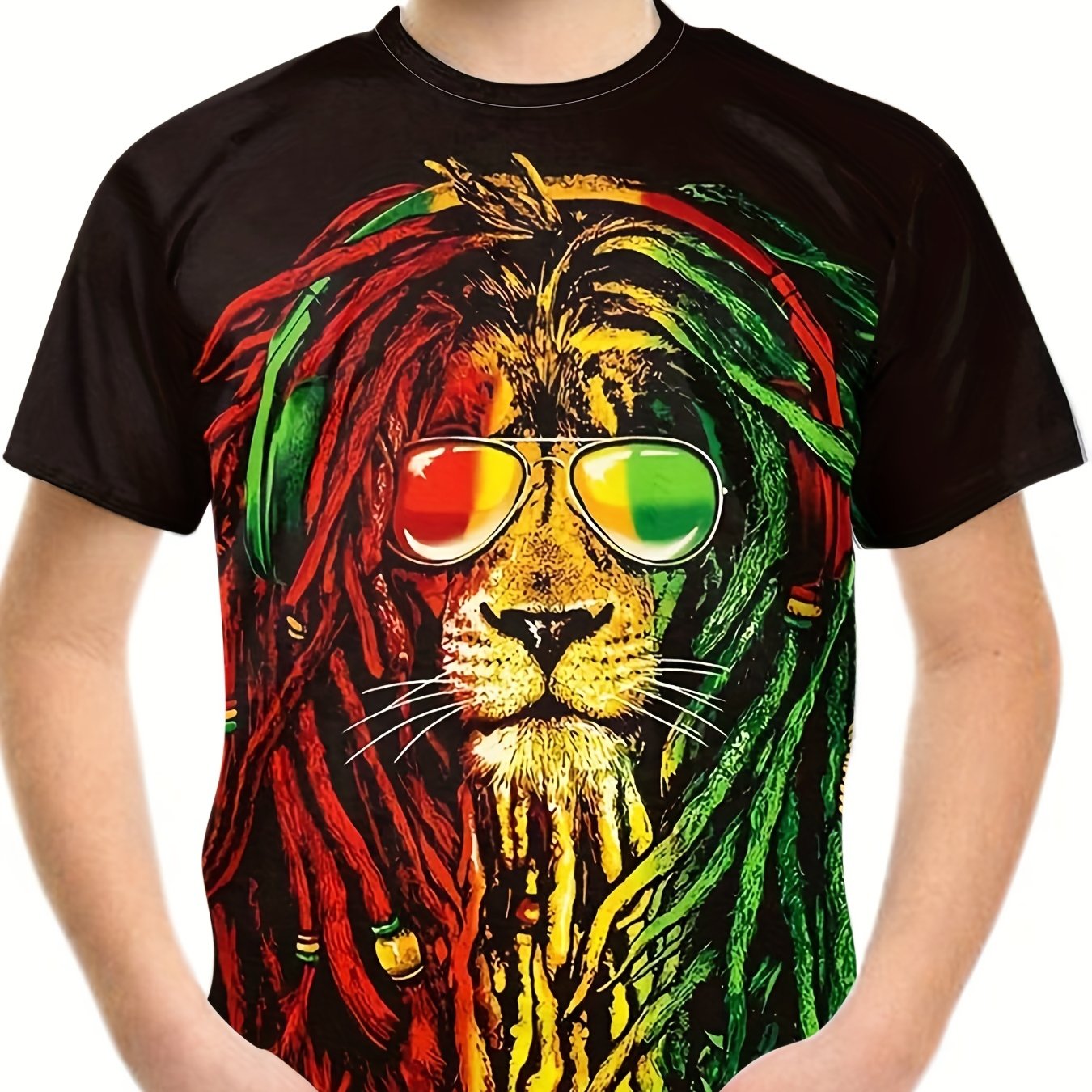 Hip Hop Lion Graphic Boys T Shirt Breathable Stretchy Casual Tee for Summer