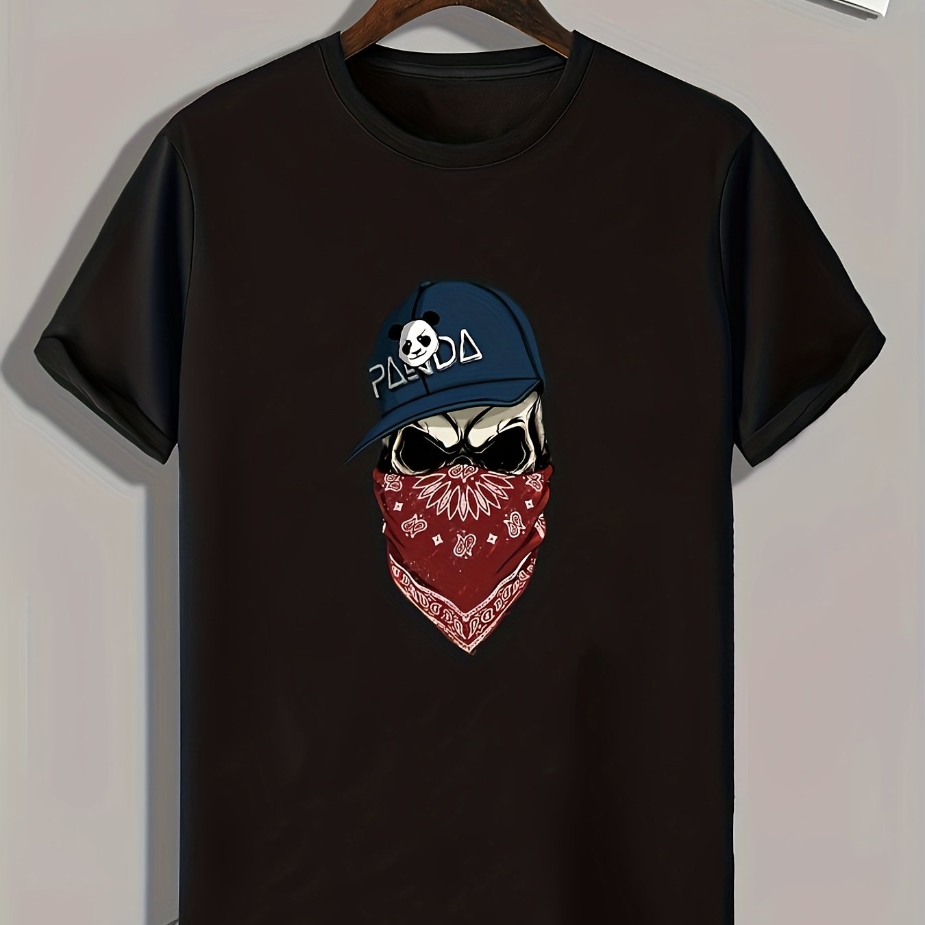 Skull Print Men's Graphic T-shirt for Summer