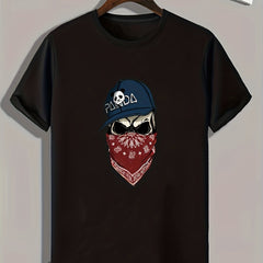 Skull Print Men's Graphic T-shirt for Summer