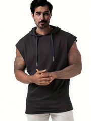 Men's Sleeveless Hoodie Tank Top for Outdoor Workout