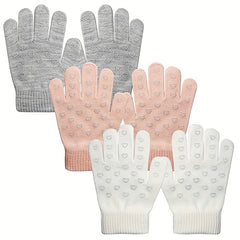 Kids Winter Gloves Knitted Warm Elastic Boys Girls 5-11