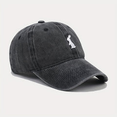 Bunny Embroidery Baseball Cap Cartoon Rabbit Washed Distressed Dad Hats