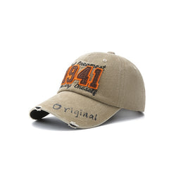 Unisex Distressed Washed Fitted Cap Adjustable Ripped Hat
