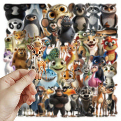 50pcs Animal Stickers Vintage Decals for DIY Luggage & Party Doodle Art
