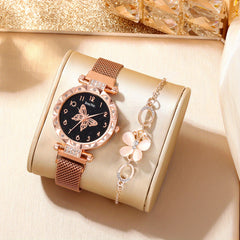 Butterfly Rhinestone Watch & Bracelet Set