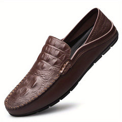 Men's Crocodile Pattern Loafer Shoes Non Slip Casual Comfort