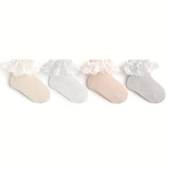 Girls Kids Mesh Lace Ruffled Princess Socks Baby Breathable Comfy Toddler Summer